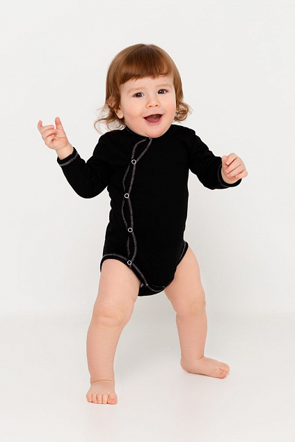 Боди детское Baby Prime, черное с логотипом в Москве заказать по выгодной цене в кибермаркете AvroraStore