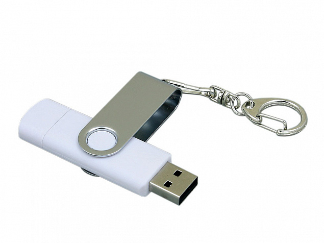 USB 2.0- флешка на 64 Гб с поворотным механизмом и дополнительным разъемом Micro USB с логотипом в Москве заказать по выгодной цене в кибермаркете AvroraStore