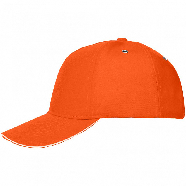 Бейсболка Classic, оранжевая с белым кантом с логотипом  заказать по выгодной цене в кибермаркете AvroraStore