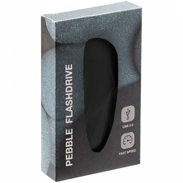 Флешка Pebble, черная, USB 3.0, 16 Гб с логотипом  заказать по выгодной цене в кибермаркете AvroraStore