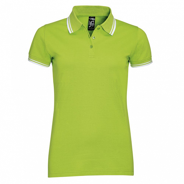 Рубашка поло женская PASADENA WOMEN 200 с контрастной отделкой, зеленый лайм с белым с логотипом в Москве заказать по выгодной цене в кибермаркете AvroraStore