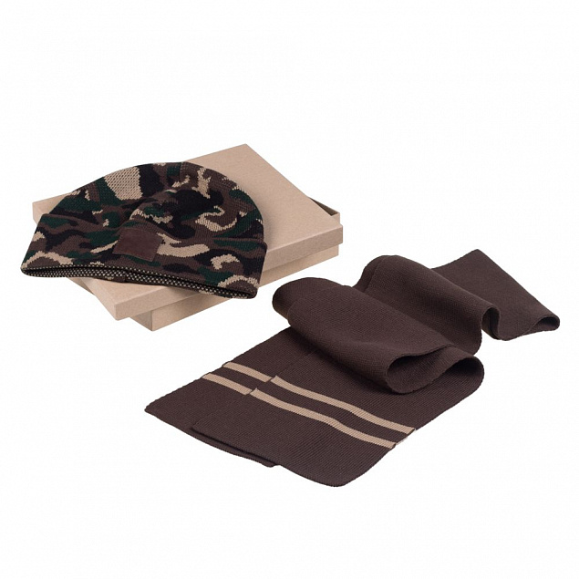 Набор Storm, шарф и шапка, зелено-коричневый с логотипом в Москве заказать по выгодной цене в кибермаркете AvroraStore
