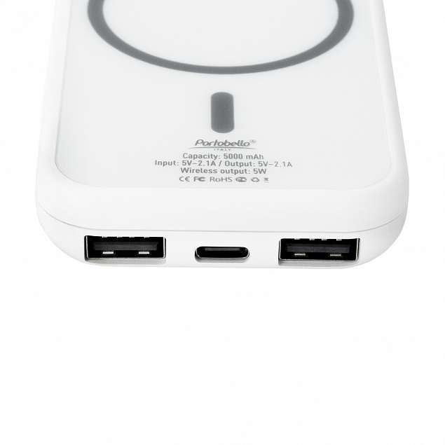 Внешний аккумулятор, Ultima Wireless Magnetic, 5000 mah, белый с логотипом в Москве заказать по выгодной цене в кибермаркете AvroraStore