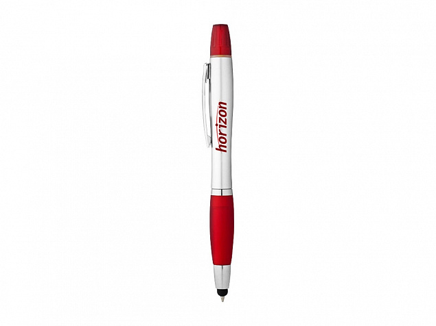 Ручка-стилус Nash с маркером, красный/серебристый с логотипом в Москве заказать по выгодной цене в кибермаркете AvroraStore