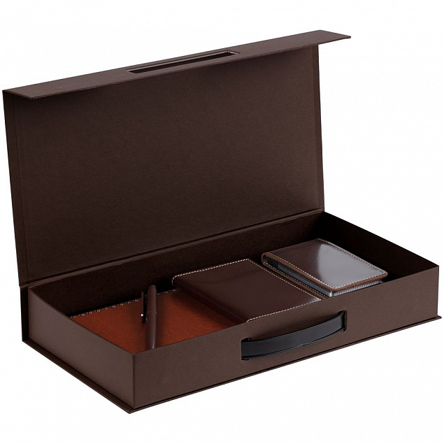 Коробка с ручкой Platt, коричневая с логотипом в Москве заказать по выгодной цене в кибермаркете AvroraStore