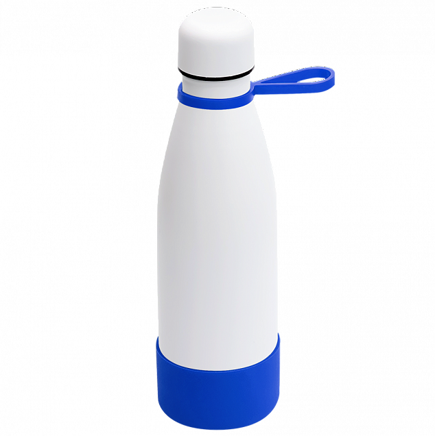 Термобутылка герметичная вакуумная Olivia To Go, белый/синий с логотипом в Москве заказать по выгодной цене в кибермаркете AvroraStore