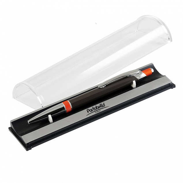 Шариковая ручка Bali, коричневая/оранжевая, в упаковке с логотипом с логотипом в Москве заказать по выгодной цене в кибермаркете AvroraStore