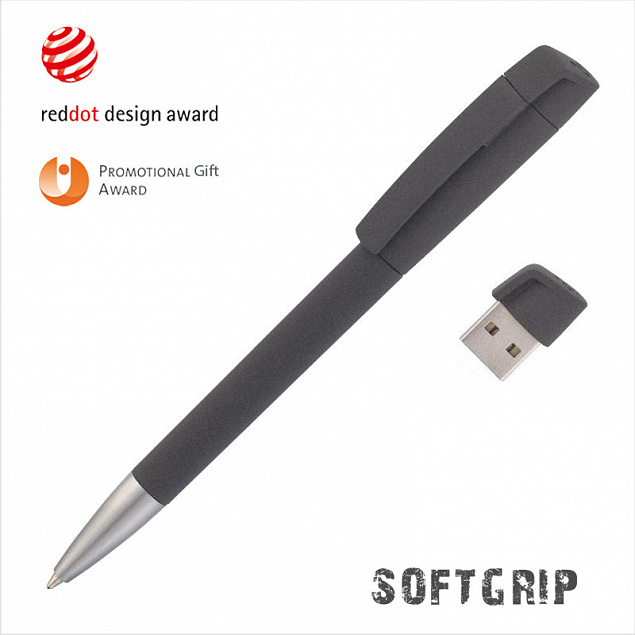 Ручка с флеш-картой USB 16GB «TURNUSsoftgrip M» с логотипом в Москве заказать по выгодной цене в кибермаркете AvroraStore