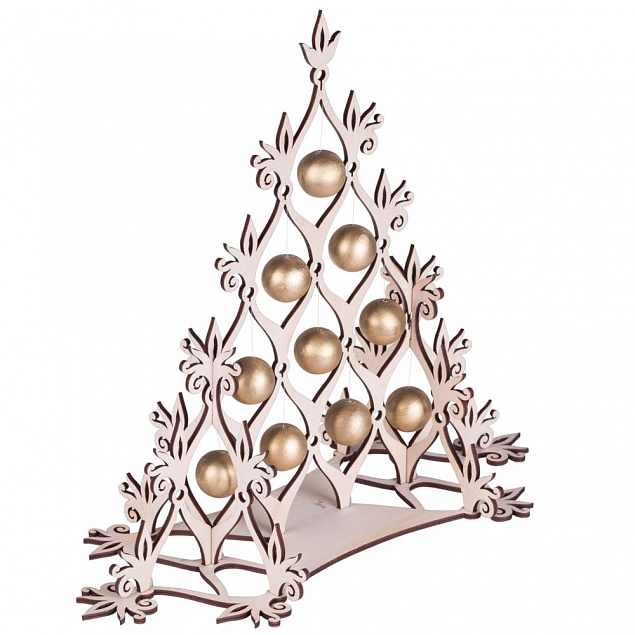 Сборная елка «Новогодний ажур», с золотистыми шариками с логотипом в Москве заказать по выгодной цене в кибермаркете AvroraStore
