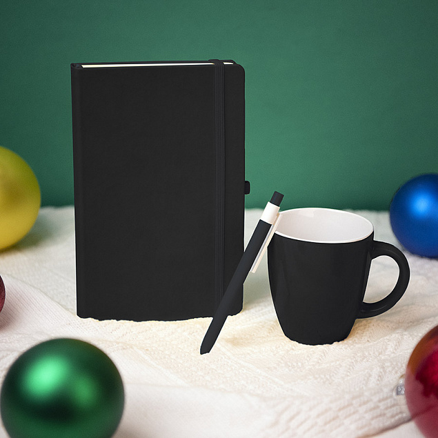 Подарочный набор HAPPINESS: блокнот, ручка, кружка, чёрный с логотипом в Москве заказать по выгодной цене в кибермаркете AvroraStore