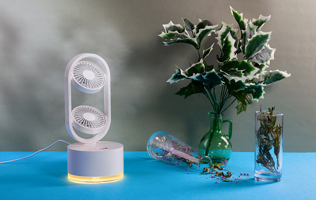 Портативный увлажнитель воздуха "Smart Wind" с двумя вентиляторами с логотипом в Москве заказать по выгодной цене в кибермаркете AvroraStore