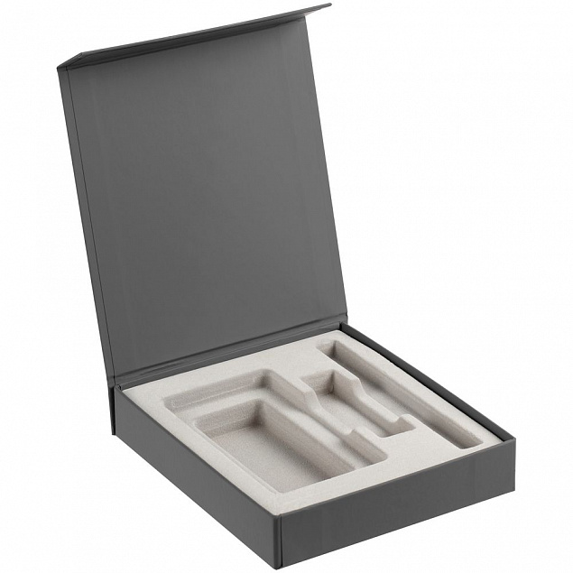 Коробка Latern для аккумулятора 5000 мАч, флешки и ручки, серая с логотипом в Москве заказать по выгодной цене в кибермаркете AvroraStore