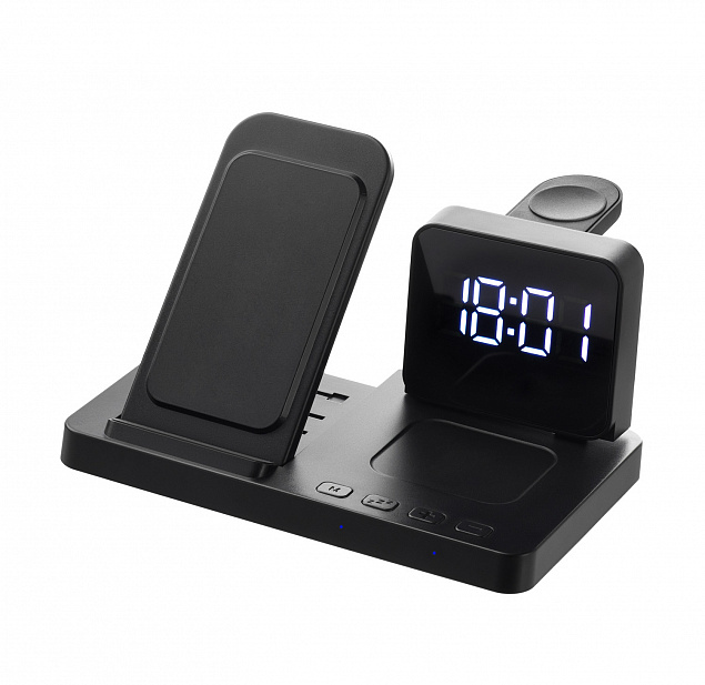 Настольные часы 4в1 с беспроводной зарядкой 15W, Magnum с логотипом в Москве заказать по выгодной цене в кибермаркете AvroraStore
