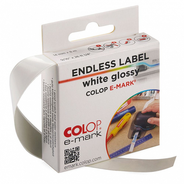 Клейкая лента для Colop e-mark, белая с логотипом  заказать по выгодной цене в кибермаркете AvroraStore