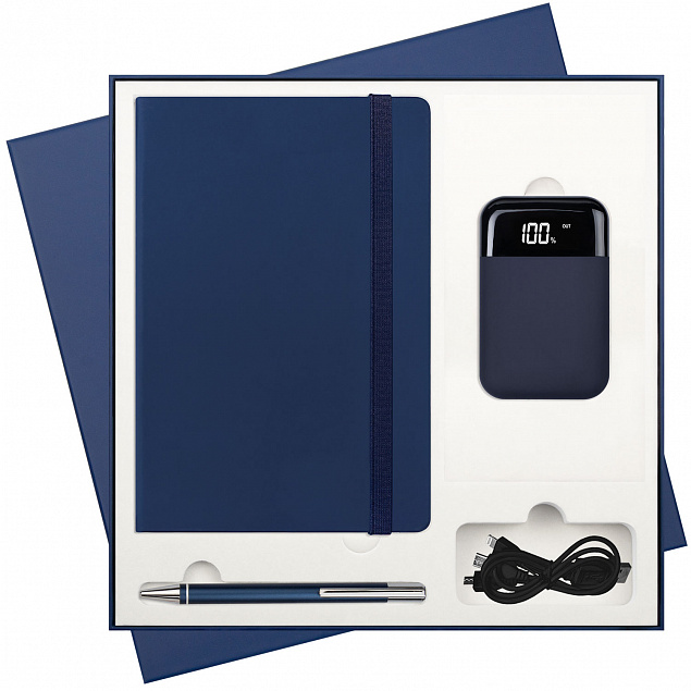 Подарочный набор Portobello/Alpha BtoBook синий (Ежедневник недат А5, Ручка, Power Bank) с логотипом в Москве заказать по выгодной цене в кибермаркете AvroraStore