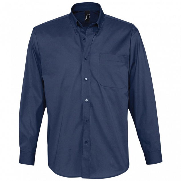 Рубашка мужская с длинным рукавом Bel Air, темно-синяя (кобальт) с логотипом в Москве заказать по выгодной цене в кибермаркете AvroraStore