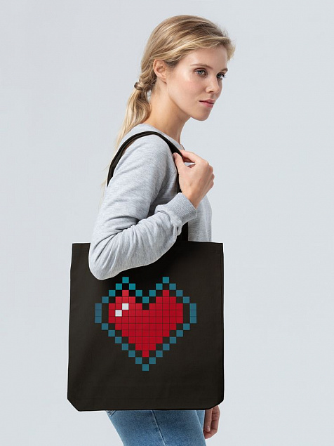 Холщовая сумка Pixel Heart, черная с логотипом в Москве заказать по выгодной цене в кибермаркете AvroraStore