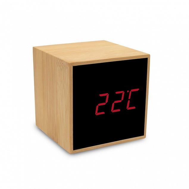 Бамбуковые настольные часы с будильником с логотипом в Москве заказать по выгодной цене в кибермаркете AvroraStore