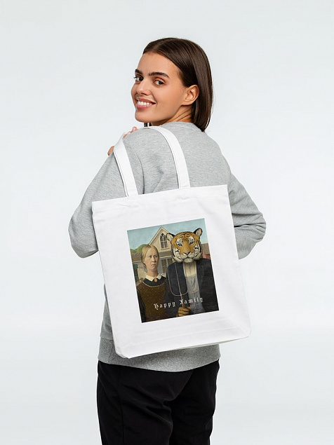 Холщовая сумка Happy Family, белая с логотипом в Москве заказать по выгодной цене в кибермаркете AvroraStore