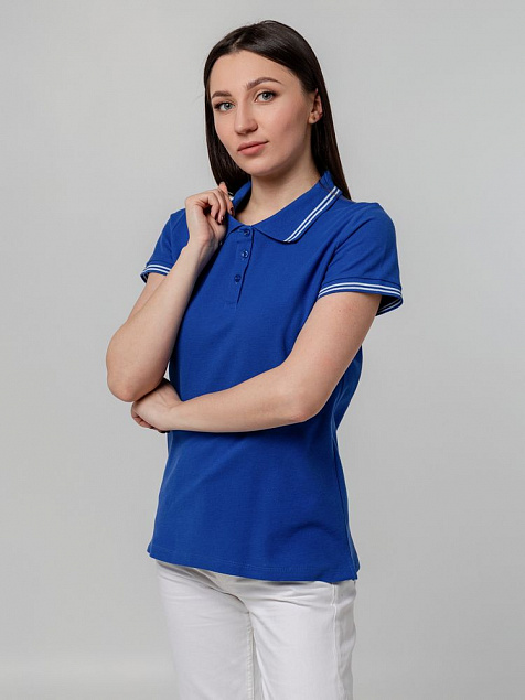 Рубашка поло женская Virma Stripes Lady, ярко-синяя с логотипом  заказать по выгодной цене в кибермаркете AvroraStore