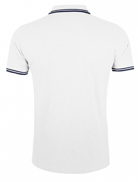 Рубашка поло мужская PASADENA MEN 200 с контрастной отделкой, белая с синим с логотипом в Москве заказать по выгодной цене в кибермаркете AvroraStore