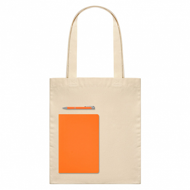 Подарочный набор Lite, оранжевый (шоппер, ежедневник, ручка) с логотипом  заказать по выгодной цене в кибермаркете AvroraStore