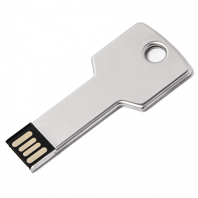 USB flash-карта KEY (16Гб), серебристая, 5,7х2,4х0,3 см, металл с логотипом в Москве заказать по выгодной цене в кибермаркете AvroraStore
