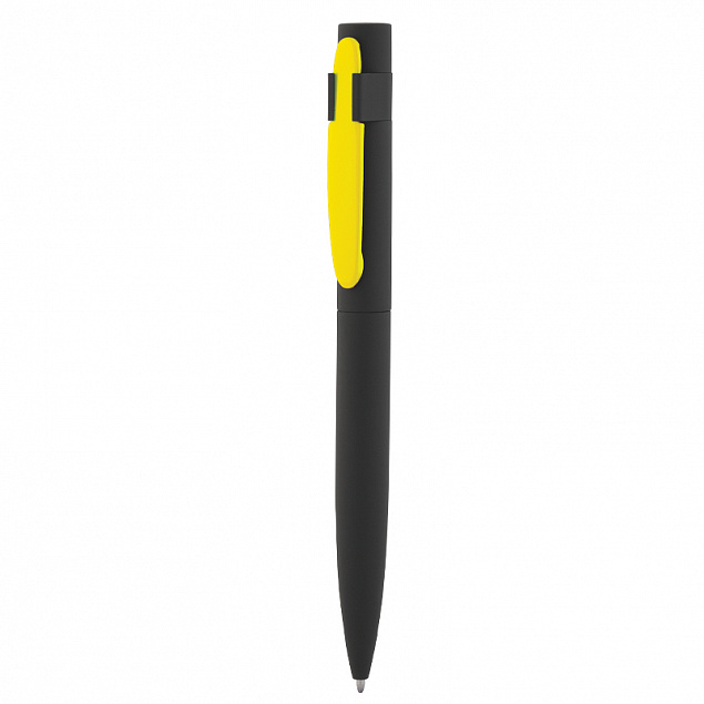 Ручка шариковая "Lip", черный/желтый, покрытие soft touch с логотипом в Москве заказать по выгодной цене в кибермаркете AvroraStore