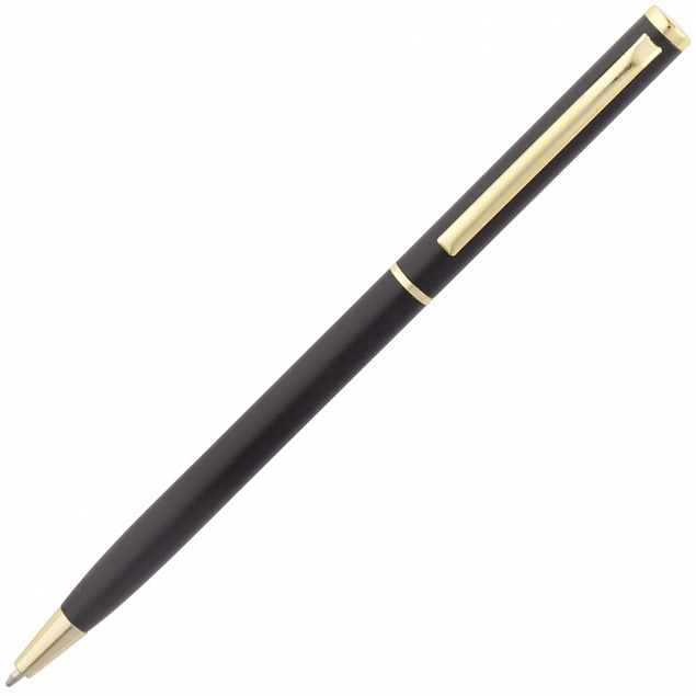 Ручка шариковая Hotel Gold, черная с логотипом в Москве заказать по выгодной цене в кибермаркете AvroraStore