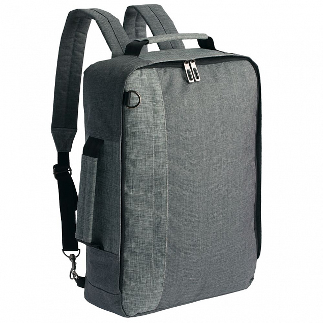 Рюкзак для ноутбука 2 в 1 twoFold, серый с темно-серым с логотипом в Москве заказать по выгодной цене в кибермаркете AvroraStore