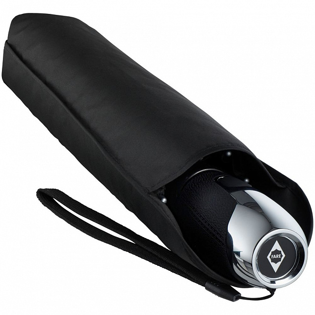 Зонт складной Steel, черный с логотипом  заказать по выгодной цене в кибермаркете AvroraStore