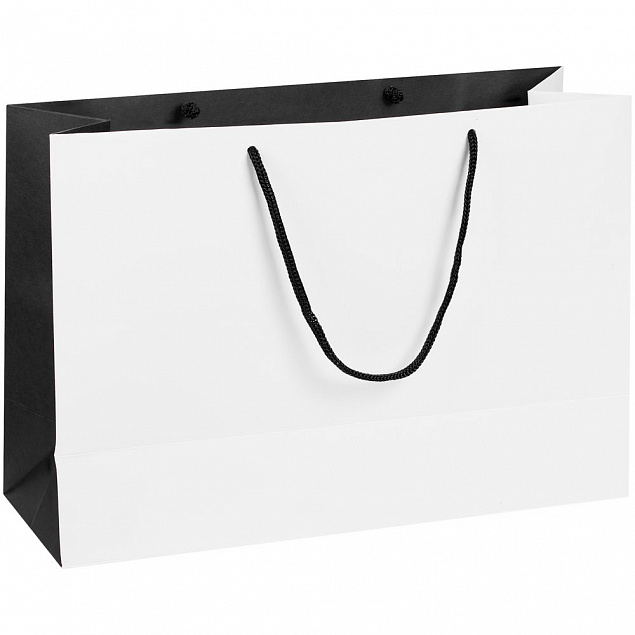Пакет бумажный Bicolor, белый с черным с логотипом в Москве заказать по выгодной цене в кибермаркете AvroraStore