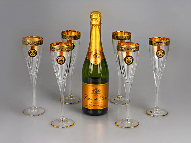 Набор бокалов для шампанского «Сила льва» с логотипом в Москве заказать по выгодной цене в кибермаркете AvroraStore