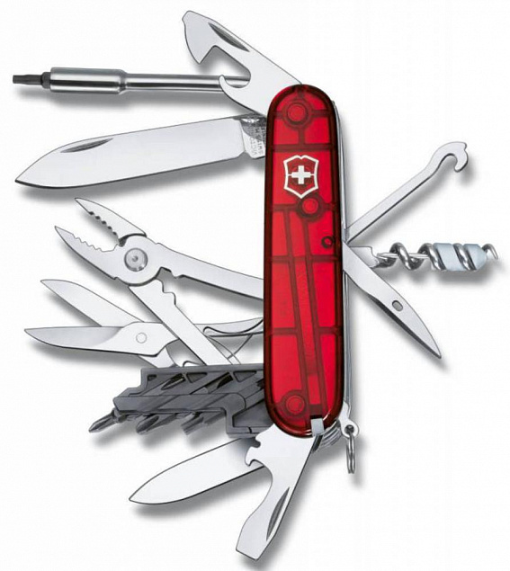 Офицерский нож CyberTool L, прозрачный красный с логотипом в Москве заказать по выгодной цене в кибермаркете AvroraStore
