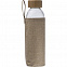 Стеклянная бутылка с бамбуковой крышкой в джутовом чехле с логотипом в Москве заказать по выгодной цене в кибермаркете AvroraStore