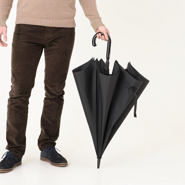 Зонт-трость Dune, черный с логотипом в Москве заказать по выгодной цене в кибермаркете AvroraStore