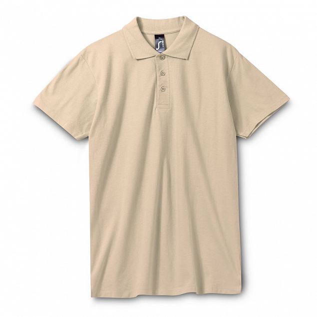 Рубашка поло мужская SPRING 210, бежевая с логотипом в Москве заказать по выгодной цене в кибермаркете AvroraStore