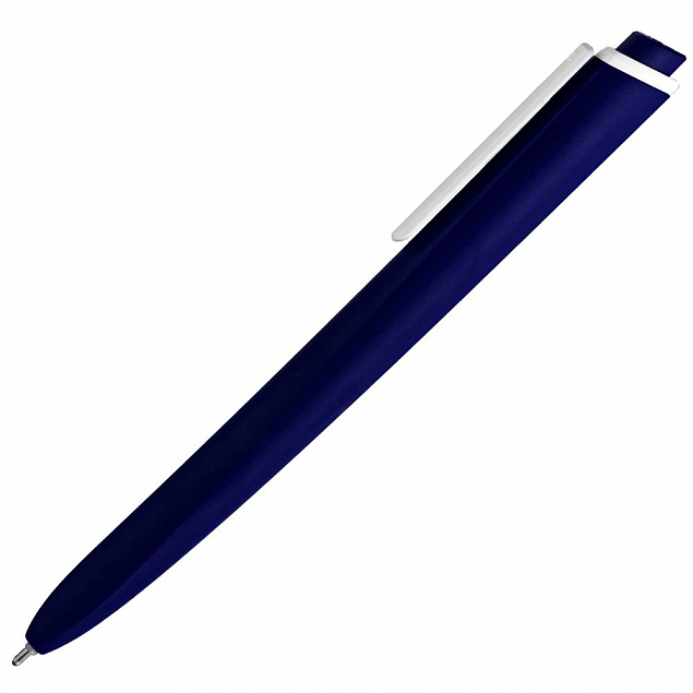 Ручка шариковая Pigra P02 Mat, темно-синяя с белым с логотипом в Москве заказать по выгодной цене в кибермаркете AvroraStore