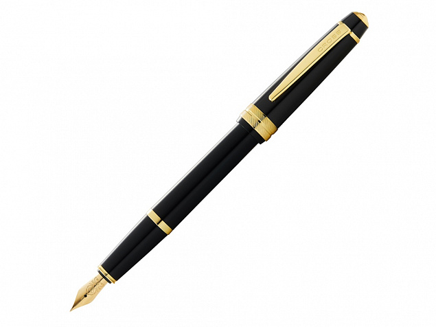 Ручка перьевая Bailey Ligh Polished Black Resin and Gold Tone, перо F с логотипом в Москве заказать по выгодной цене в кибермаркете AvroraStore