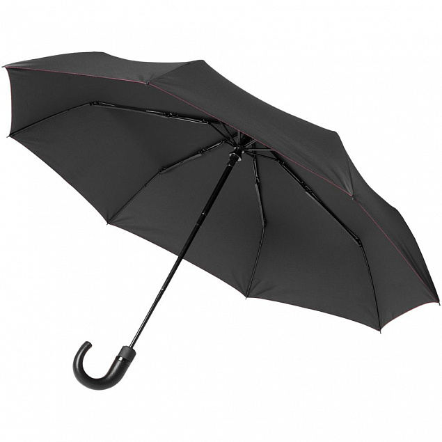 Зонт складной Lui, черный с красным с логотипом в Москве заказать по выгодной цене в кибермаркете AvroraStore