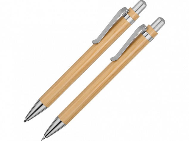 Набор Bamboo: шариковая ручка и механический карандаш с логотипом в Москве заказать по выгодной цене в кибермаркете AvroraStore