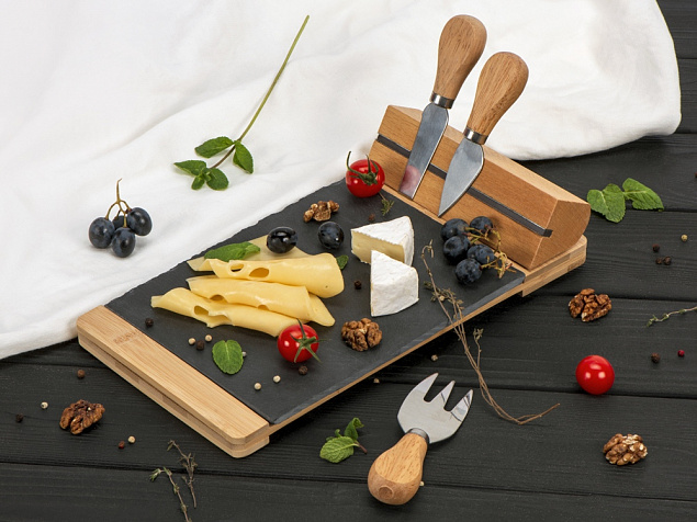 Набор для сыра из бамбука и сланца «Taleggio» с логотипом в Москве заказать по выгодной цене в кибермаркете AvroraStore