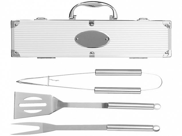Набор для барбекю в кейсе: лопатка, щипцы, вилка «Salvy» с логотипом в Москве заказать по выгодной цене в кибермаркете AvroraStore