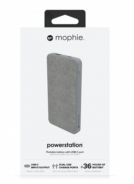 Внешний аккумулятор Mophie Powerstation 10000 мАч, серый с логотипом в Москве заказать по выгодной цене в кибермаркете AvroraStore