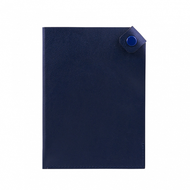 Чехол для паспорта PURE 140*90 мм., застежка на кнопке, натуральная кожа (гладкая), синий с логотипом в Москве заказать по выгодной цене в кибермаркете AvroraStore