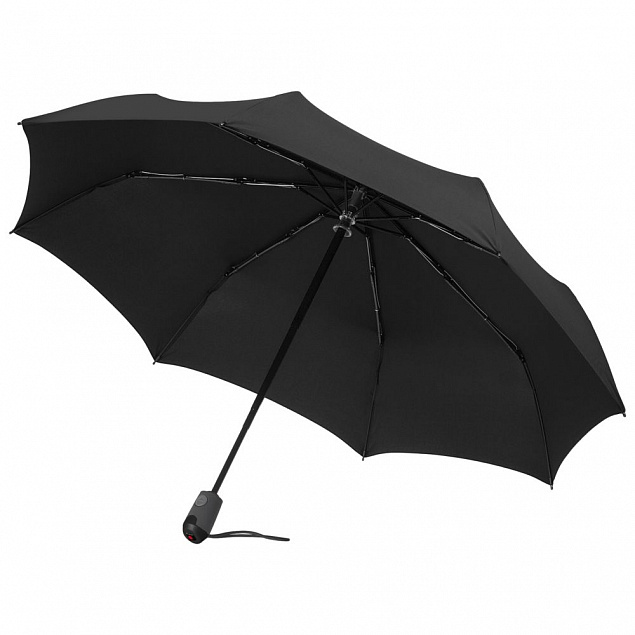 Зонт складной E.200, ver. 2, черный с логотипом в Москве заказать по выгодной цене в кибермаркете AvroraStore