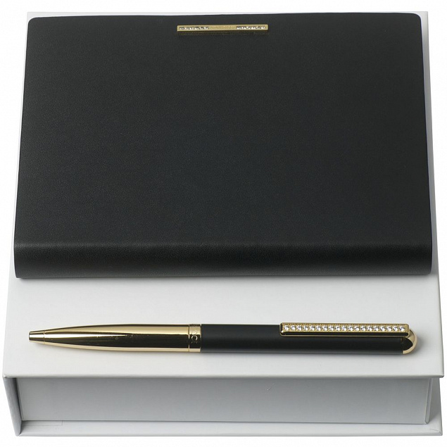 Набор Barrette Noir: блокнот А6 и ручка, черный с логотипом в Москве заказать по выгодной цене в кибермаркете AvroraStore