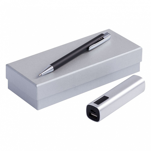 Набор Snooper: аккумулятор и ручка , серебристый с логотипом в Москве заказать по выгодной цене в кибермаркете AvroraStore