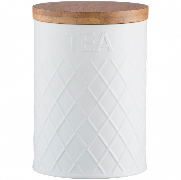 Емкость для хранения чая Embossed, белая с логотипом в Москве заказать по выгодной цене в кибермаркете AvroraStore
