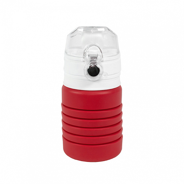 Бутылка для воды складная с карабином SPRING; красная, 550/250 мл,  силикон с логотипом в Москве заказать по выгодной цене в кибермаркете AvroraStore